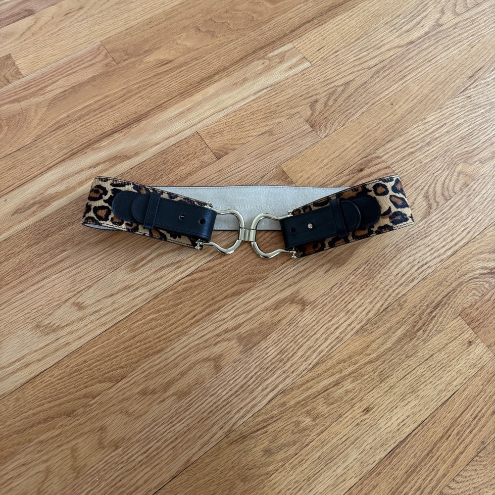 Vintage cache cow fur leopard print belt sexy size L